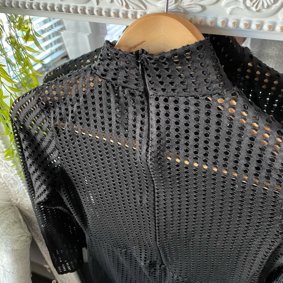 Black Sexy Mesh Skinny Leg Jumpsuit Clubwear Sz 6 - Picture 10 of 11